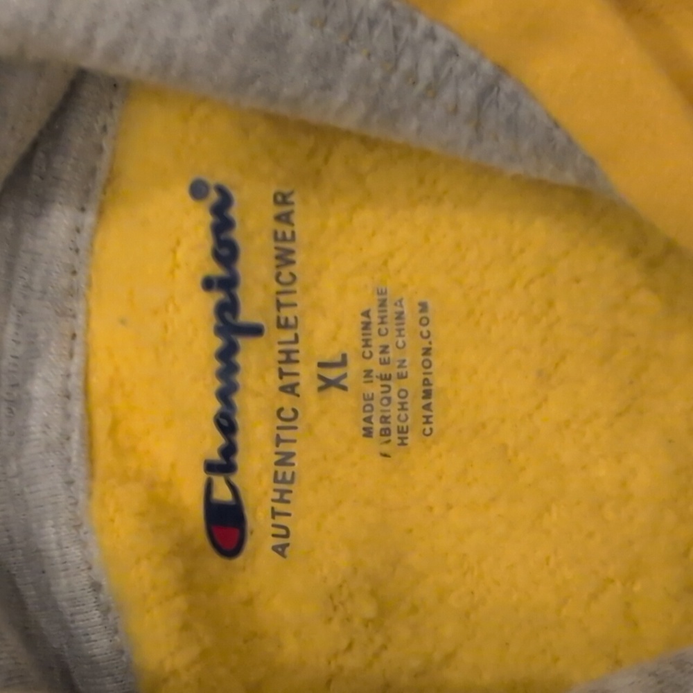 Boys Champion yellow & blue hooded sweatshirt size XL - Picture 3 of 4